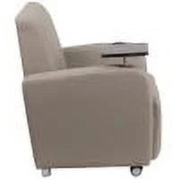 Gray LeatherSoft Guest Chair with Tablet Arm and Cup Holder Q6138