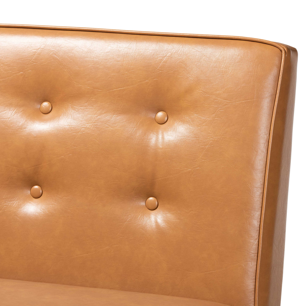 Tan Faux Leather Upholstered Wood Dining Corner Sofa Bench F760782