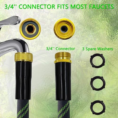 25 FT Non-Expandable Heavy-Duty Water Hose with 10-Function Nozzle W573261