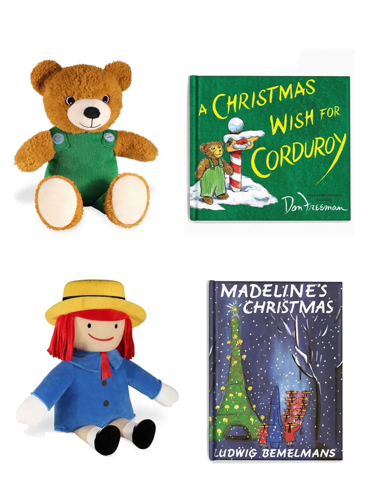 Corduroy Bear Doll With Christmas Books Plush 12” T406