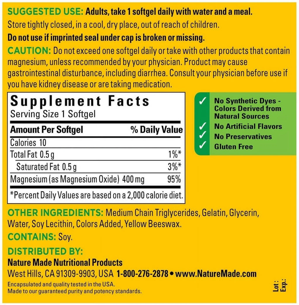 Magnesium 400 mg 150 Liquid Softgels D8885