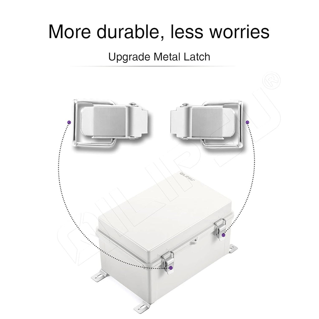 Stainless Steel Latch Junction Box with Inner Door, IP67 Waterproof Electrical Box, ABS Plastic Grey, Pack of 2 C593473