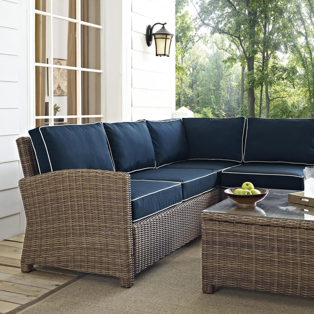 5Pc Outdoor Wicker Sectional Set with Glass Top Coffee Table Z7549