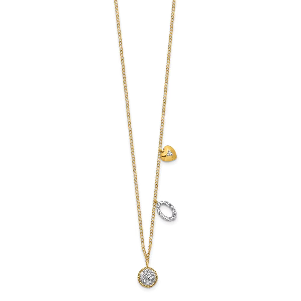 Real 14kt Yellow Gold Diamond Necklace 16.5 inch F694