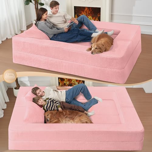 Faux Fur Convertible Bean Bag Sofa Bed with Pillow B234