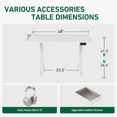 55 x 24 Inches Adjustable Height Electric Standing Desk with Drawer Y87790