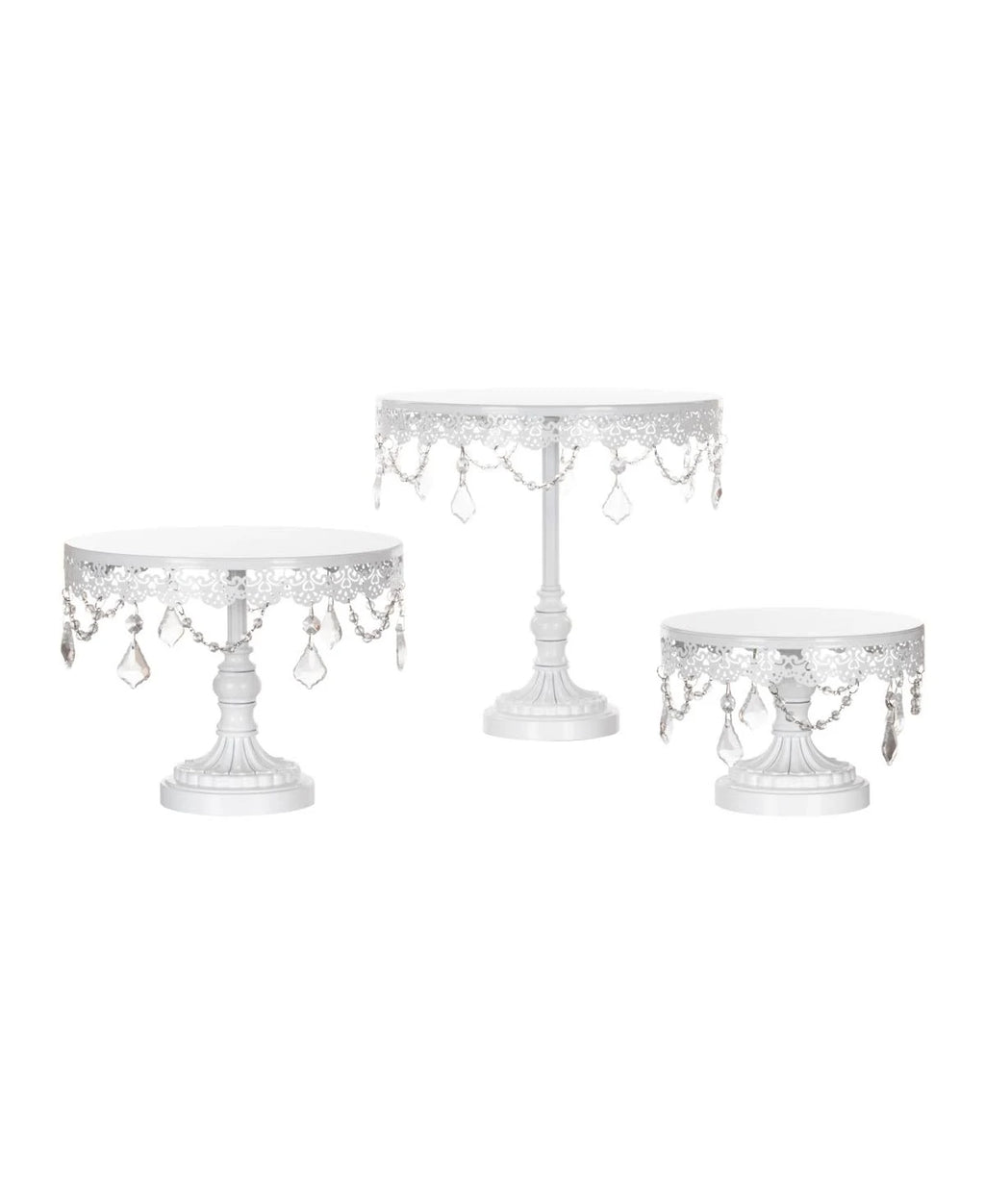 3-Piece Crystal Cake Stand Set Gold Stainless Steel G8642