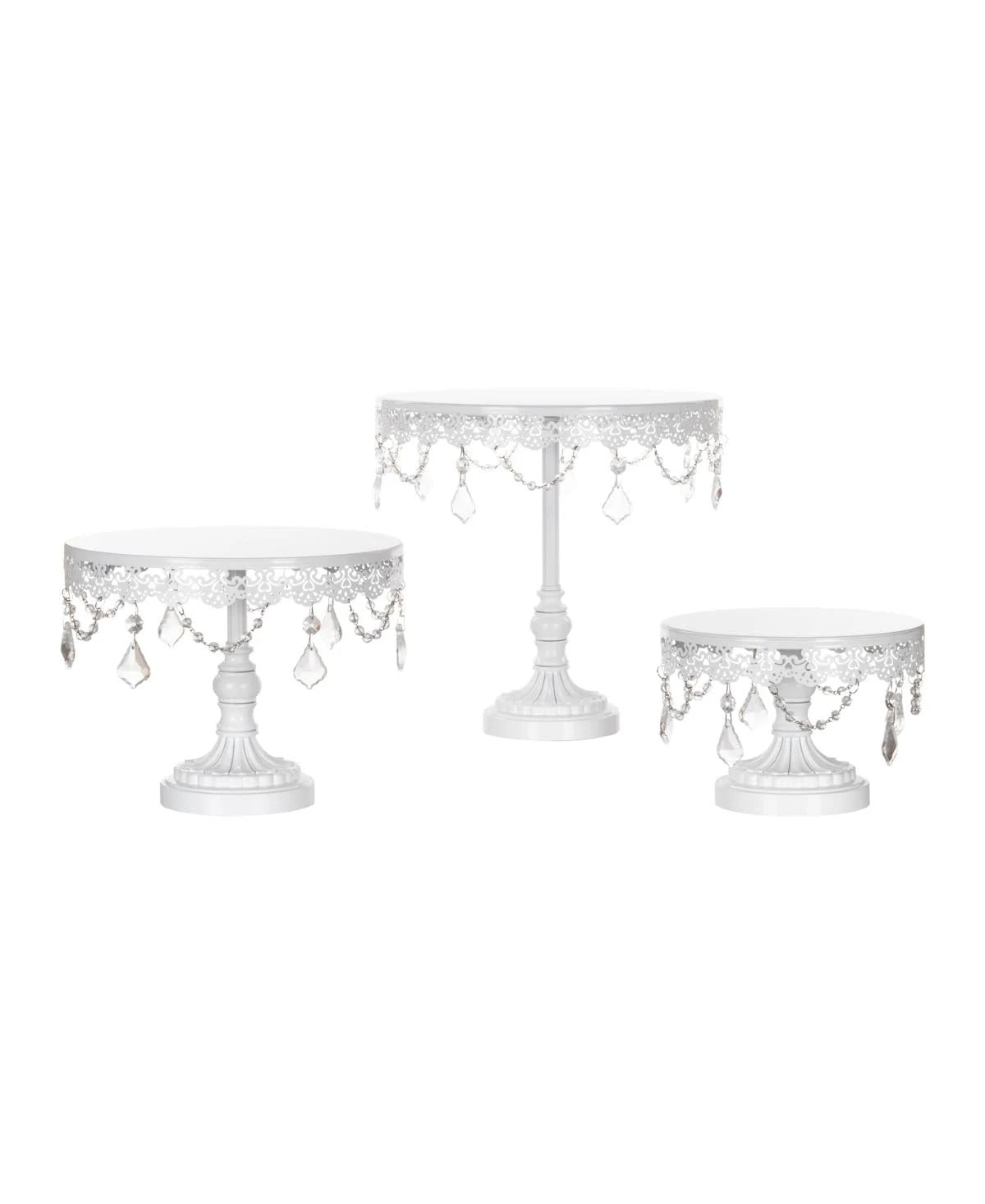 3-Piece Crystal Cake Stand Set Gold Stainless Steel G8642
