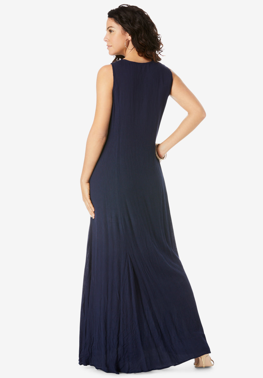 Embroidered Sleeveless Crinkle Dress S49147