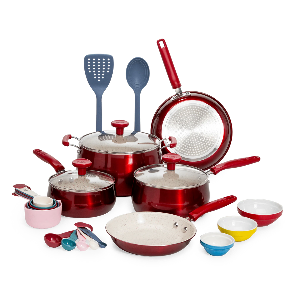 23 Piece Non-Stick Red Ceramic Aluminum Cookware Set N56420