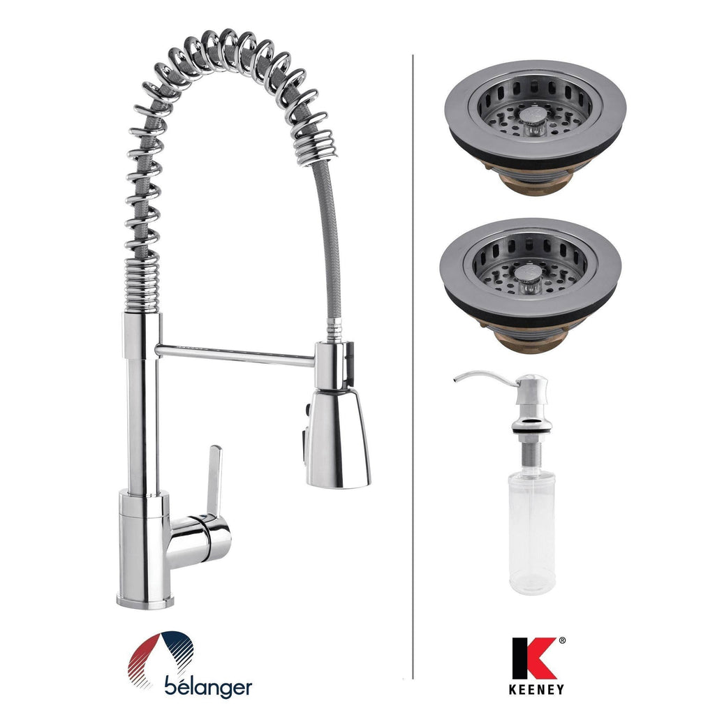 Chrome Double Strainer Kitchen Kit with Commercial Style Faucet U517