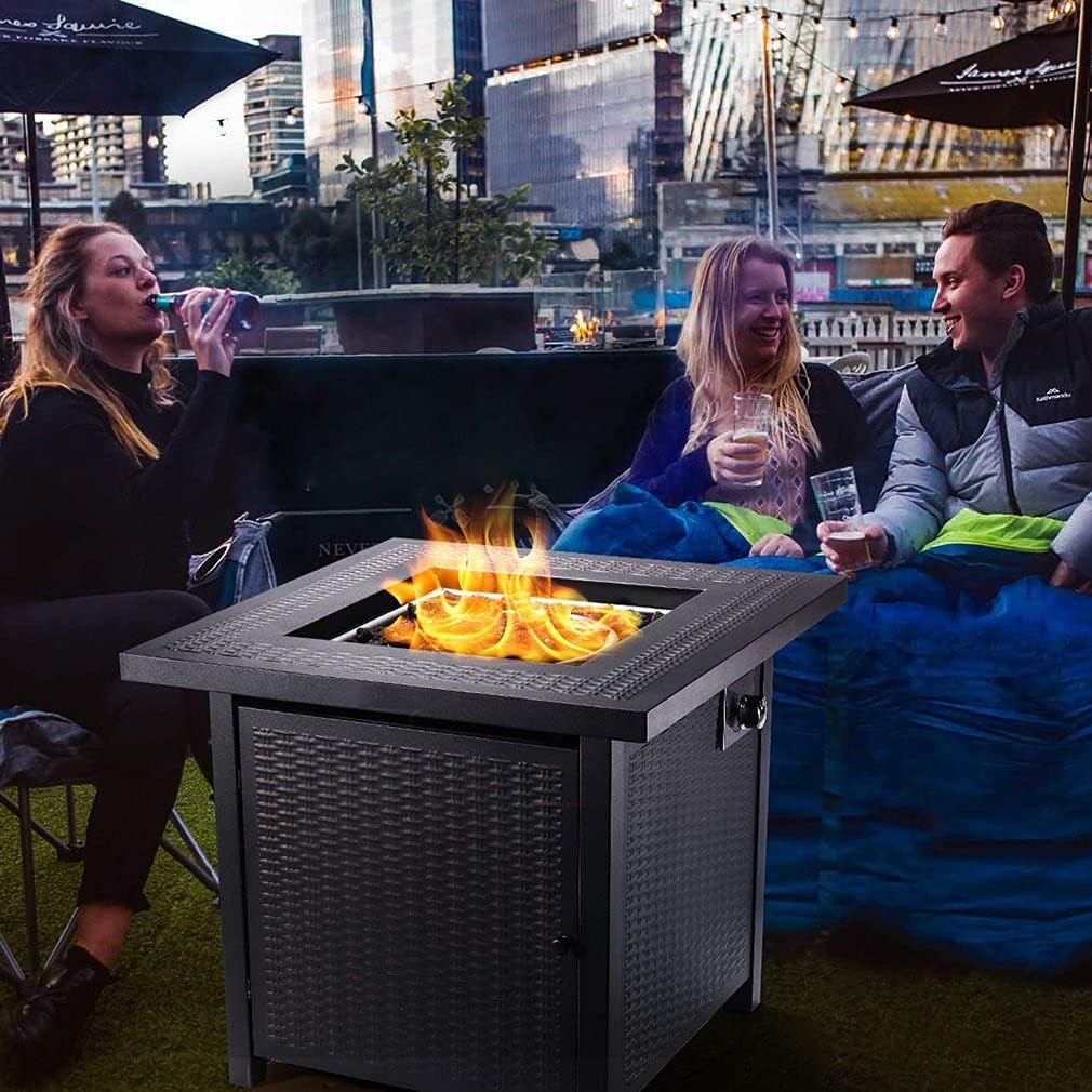 28 Inch 50,000 BTU Auto-Ignition Propane Fire Pit Table Y819178