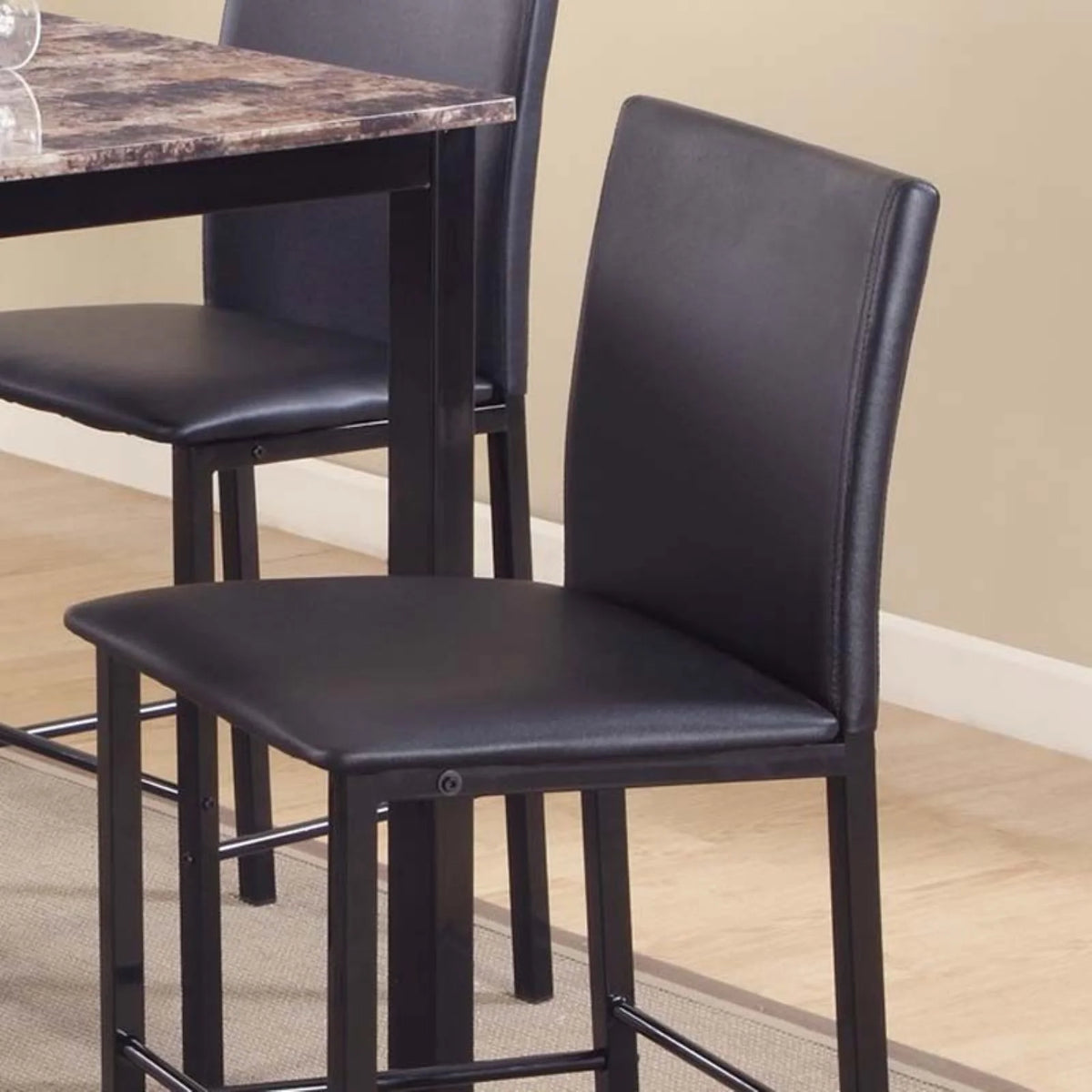 Black Counter Dining Set with Laminated Faux Marble Top H89902