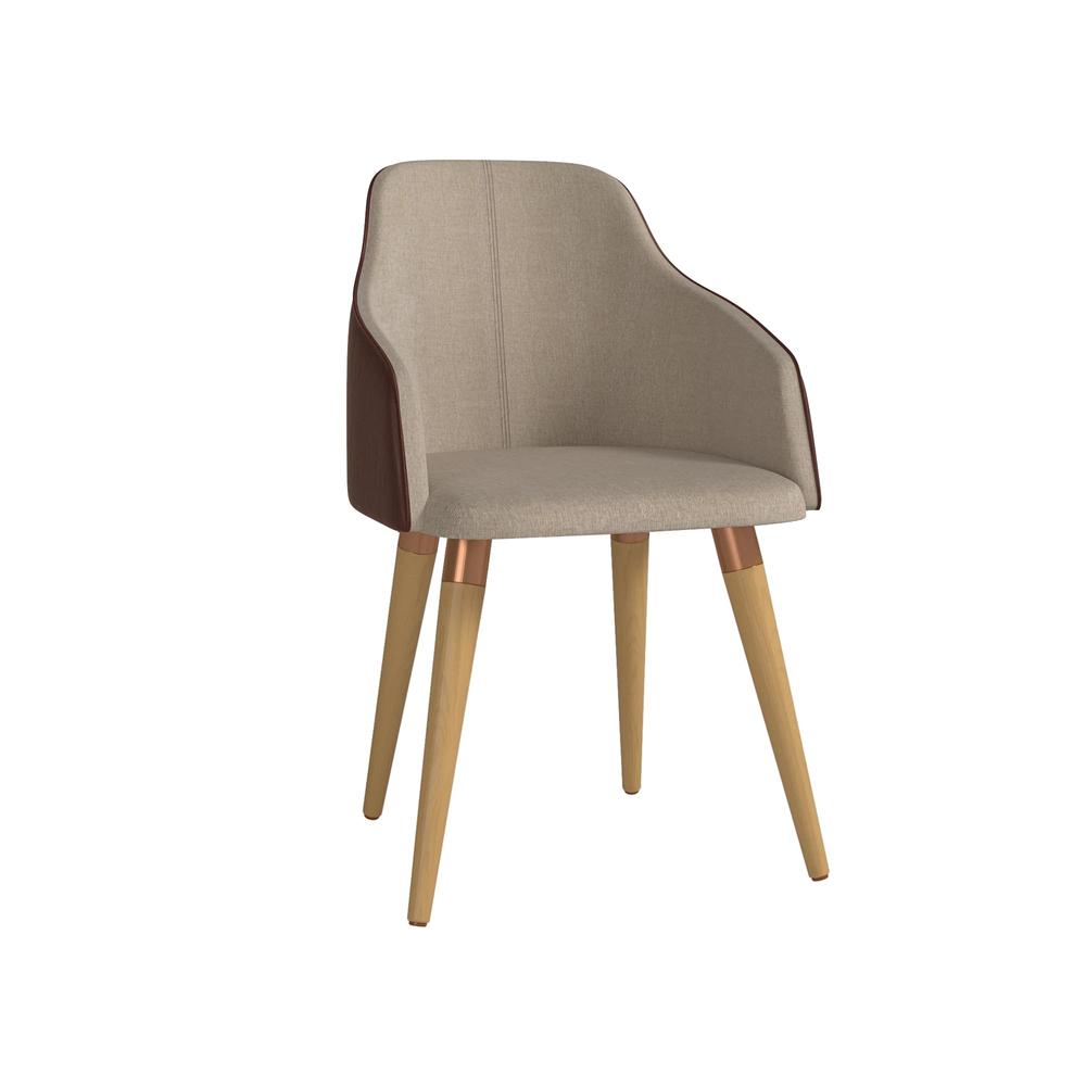 Brown Fabric Leather Accent Chair Set of 2 O568