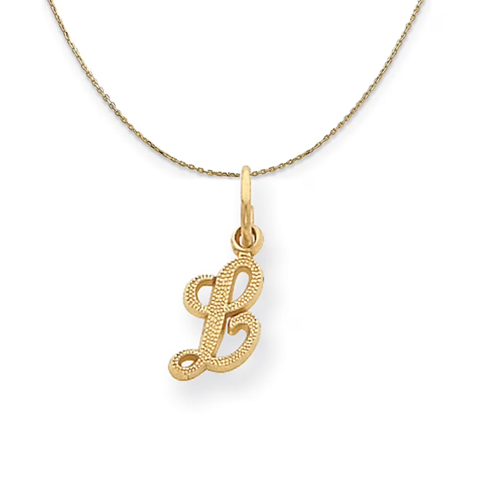 14k Yellow Gold Satin Script Initial Necklace B82868