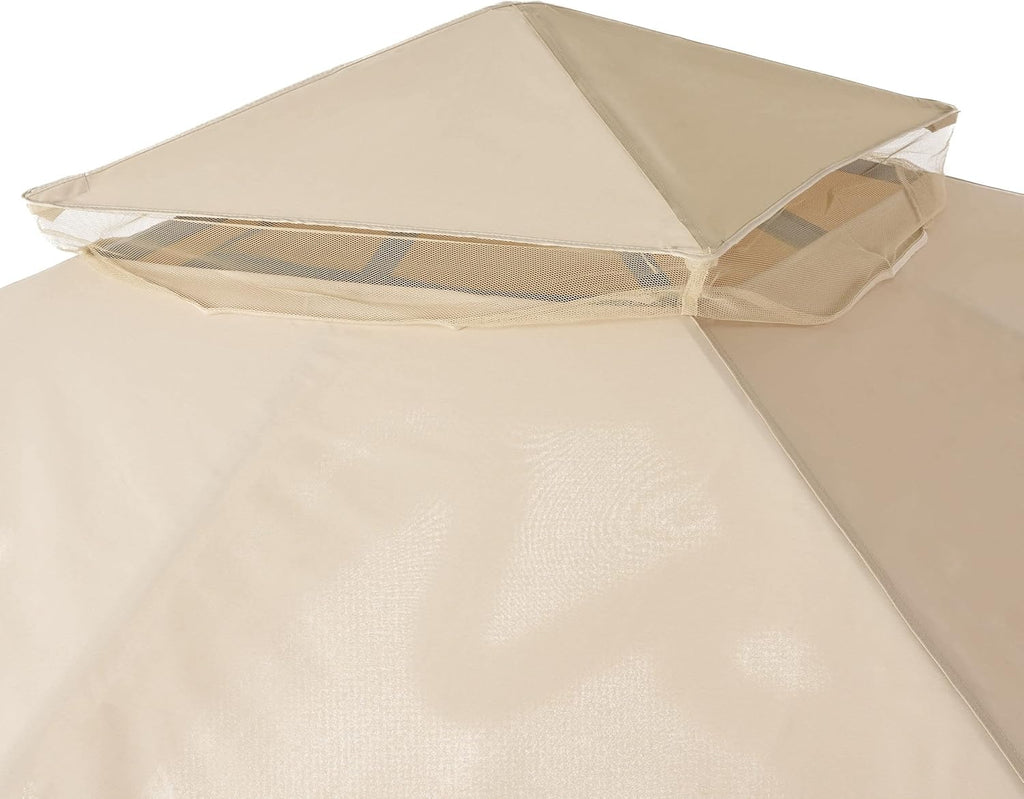 Beige Outdoor Gazebo Canopy with Net Drapery I8799