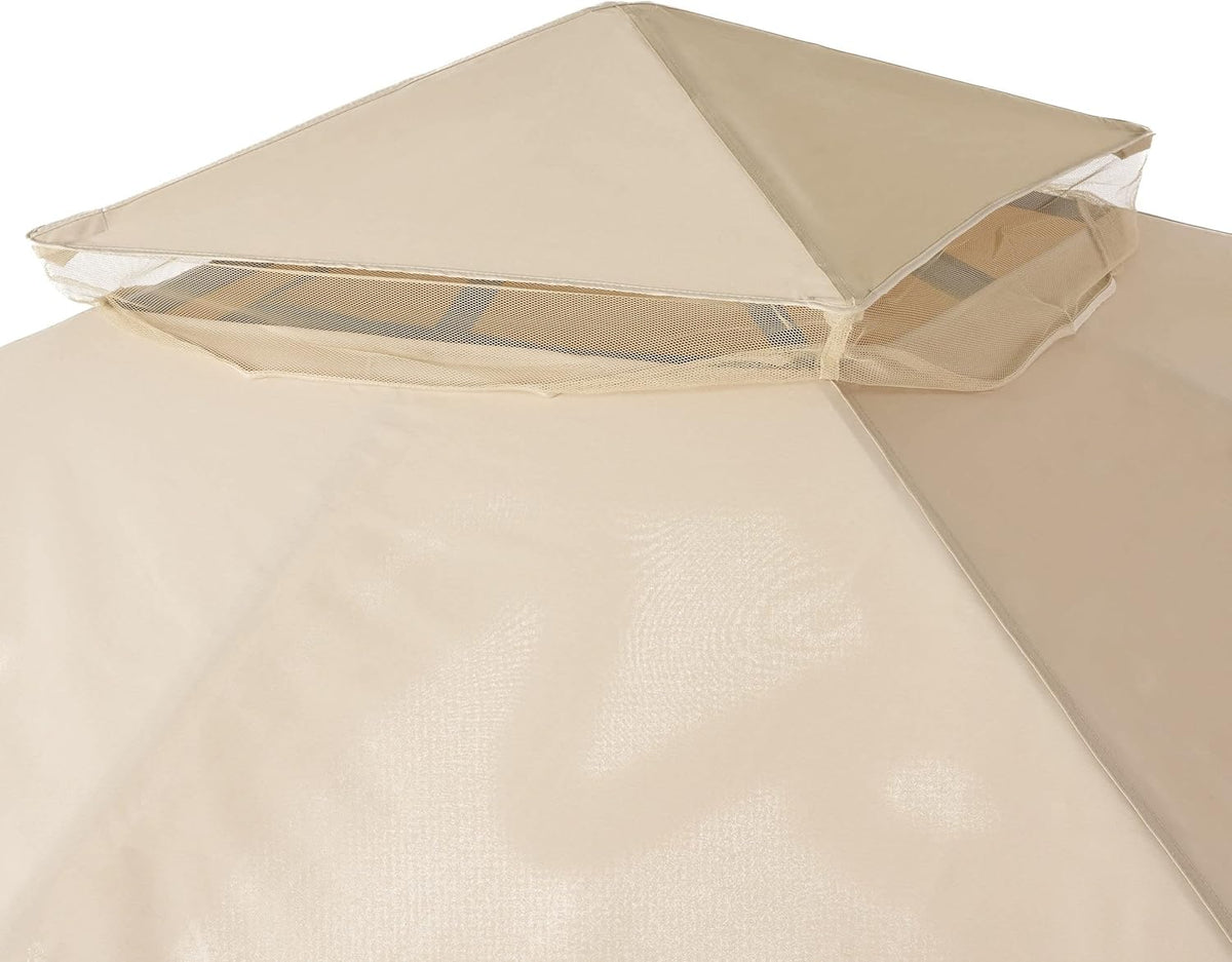 Beige Outdoor Gazebo Canopy with Net Drapery I8799