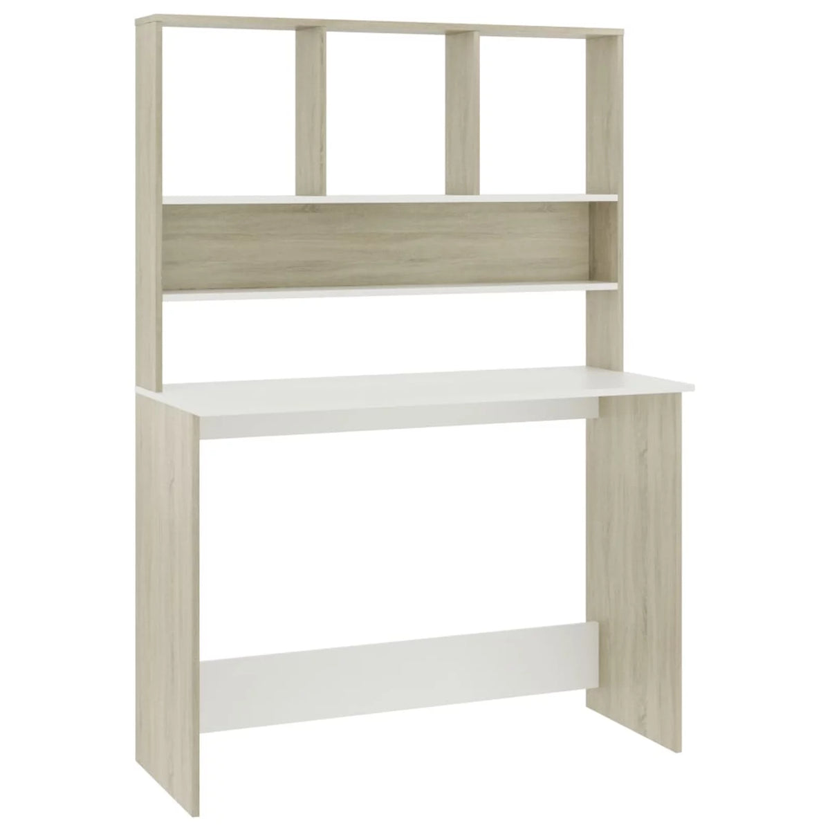 White and Sonoma Oak Engineered Wood Desk with Shelves I899
