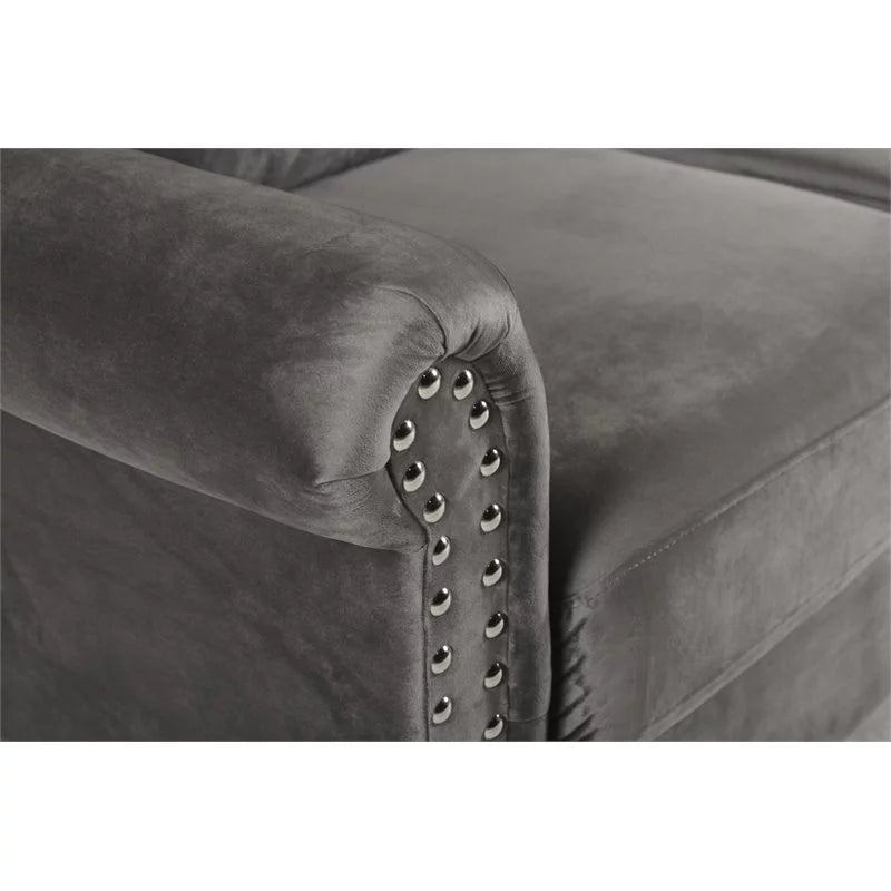 Gray Polyester Fabric Loveseat W54292