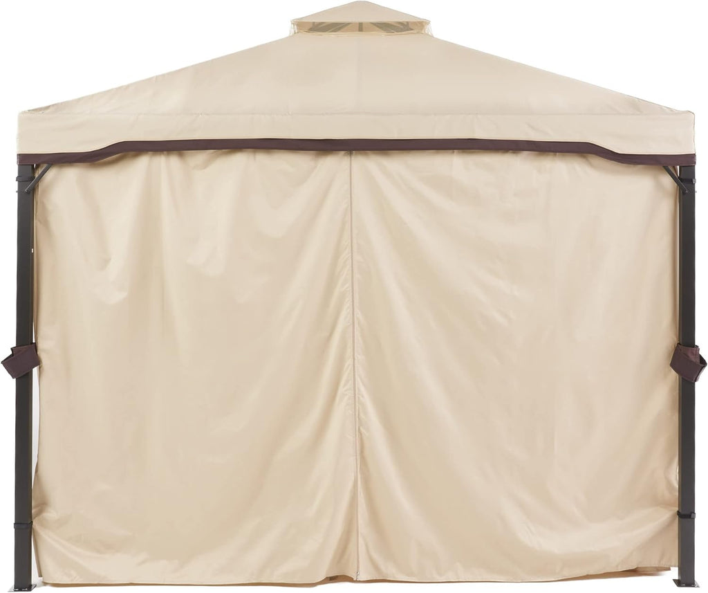 Beige Outdoor Gazebo Canopy with Net Drapery I8799
