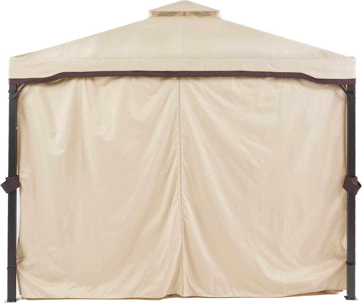 Beige Outdoor Gazebo Canopy with Net Drapery I8799