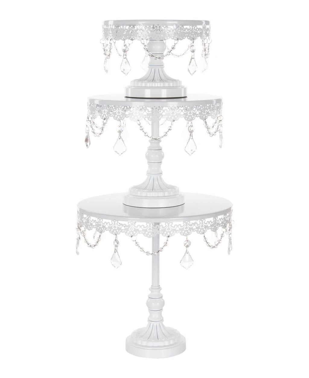 3-Piece Crystal Cake Stand Set Gold Stainless Steel G8642