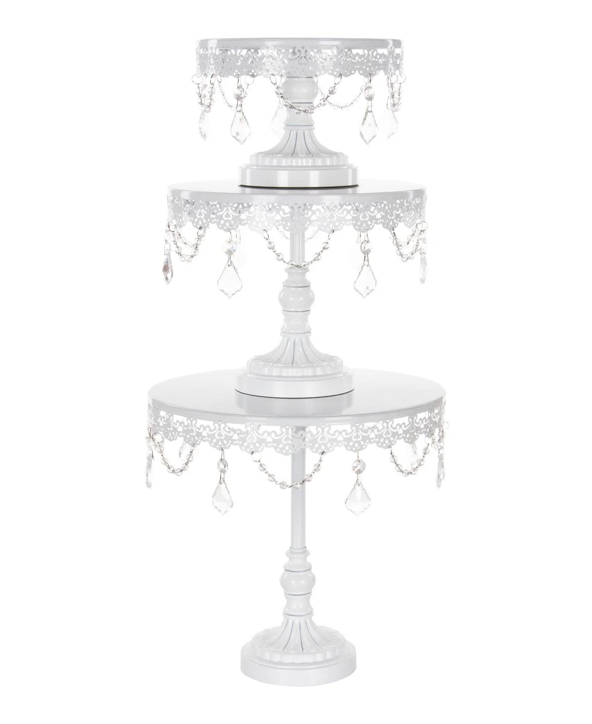3-Piece Crystal Cake Stand Set Gold Stainless Steel G8642