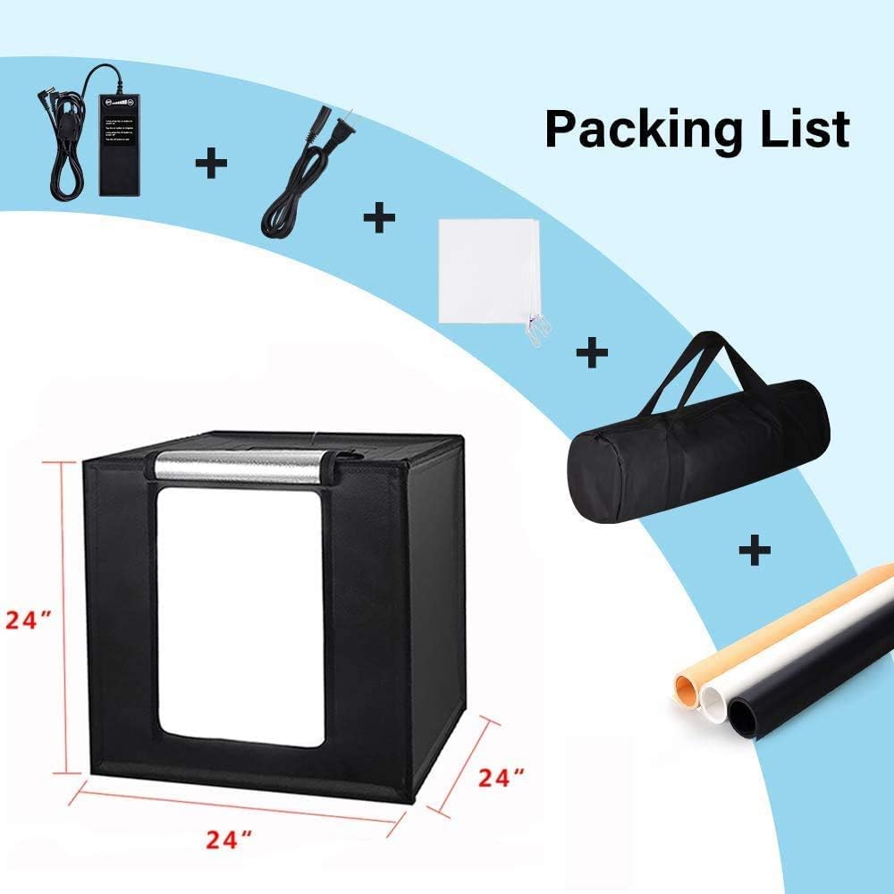 Portable 24 x 24 Inch Photo Studio Light Box with LED Lights and 3 Color Backdrops N76660