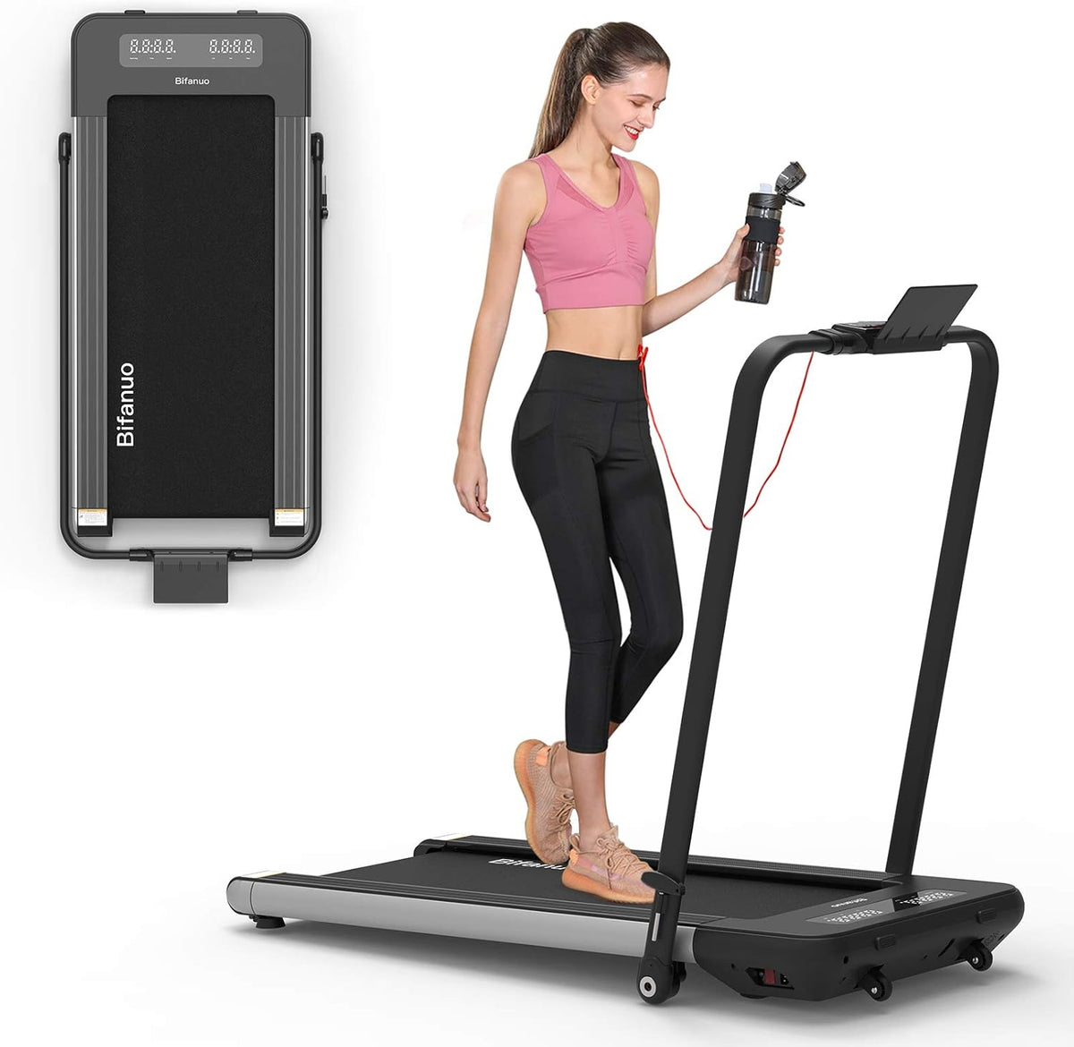 2 in 1 Folding Treadmill with Bluetooth Audio Speakers Q7223