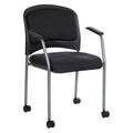 Black Fabric Rolling Visitors Chair with Casters T97837