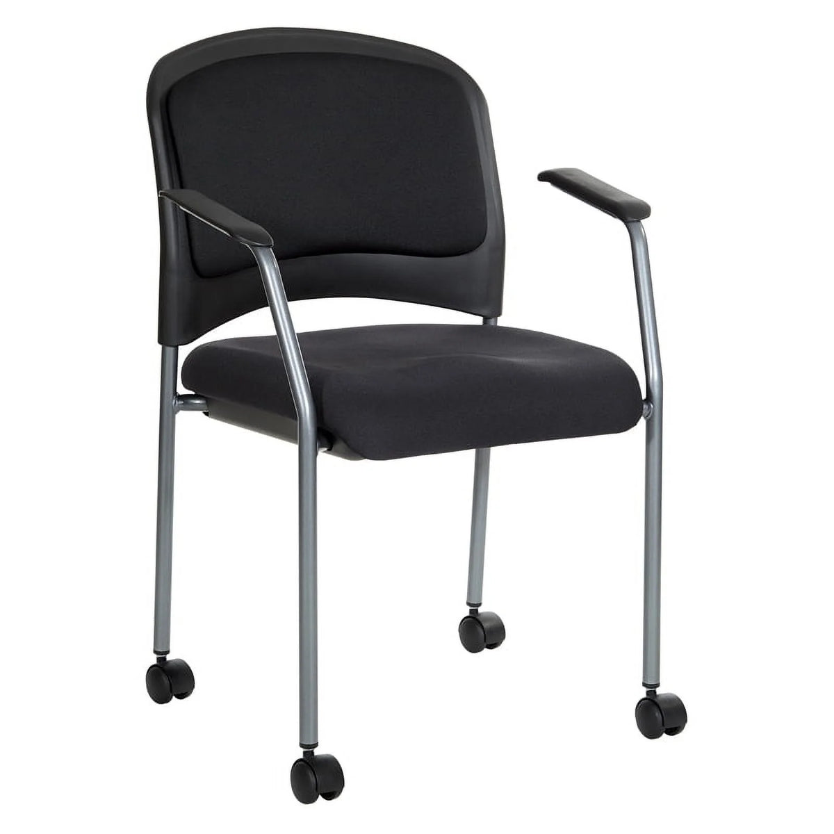 Black Fabric Rolling Visitors Chair with Casters T97837