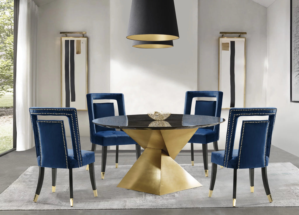 Velvet Upholstered Dining Chair Set of 2 O713