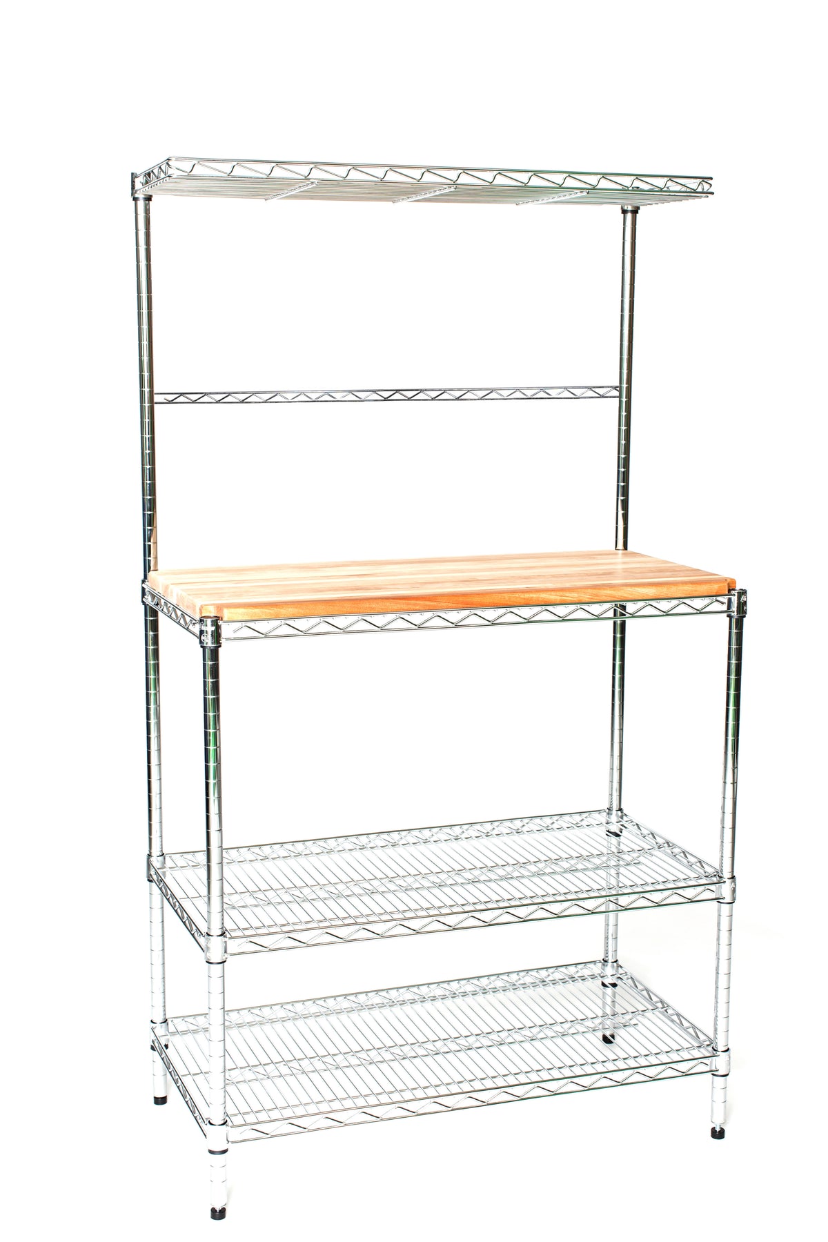 Deluxe Chrome Bakers Rack with Top Shelf & Butcher Block G8734