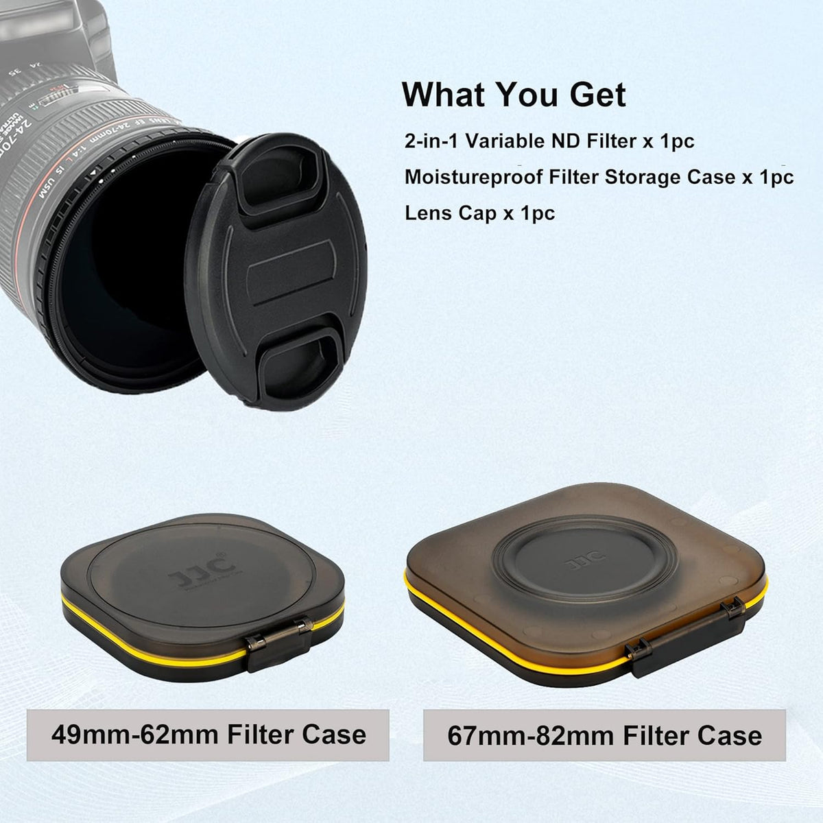 62mm Variable ND Filter & CPL Polarizer Filter with Storage Case and Lens Cap E445