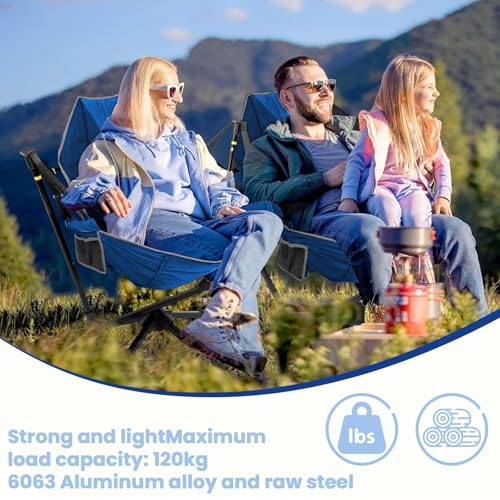 Blue Gray Swivel Reclining Camping Chair Z696784