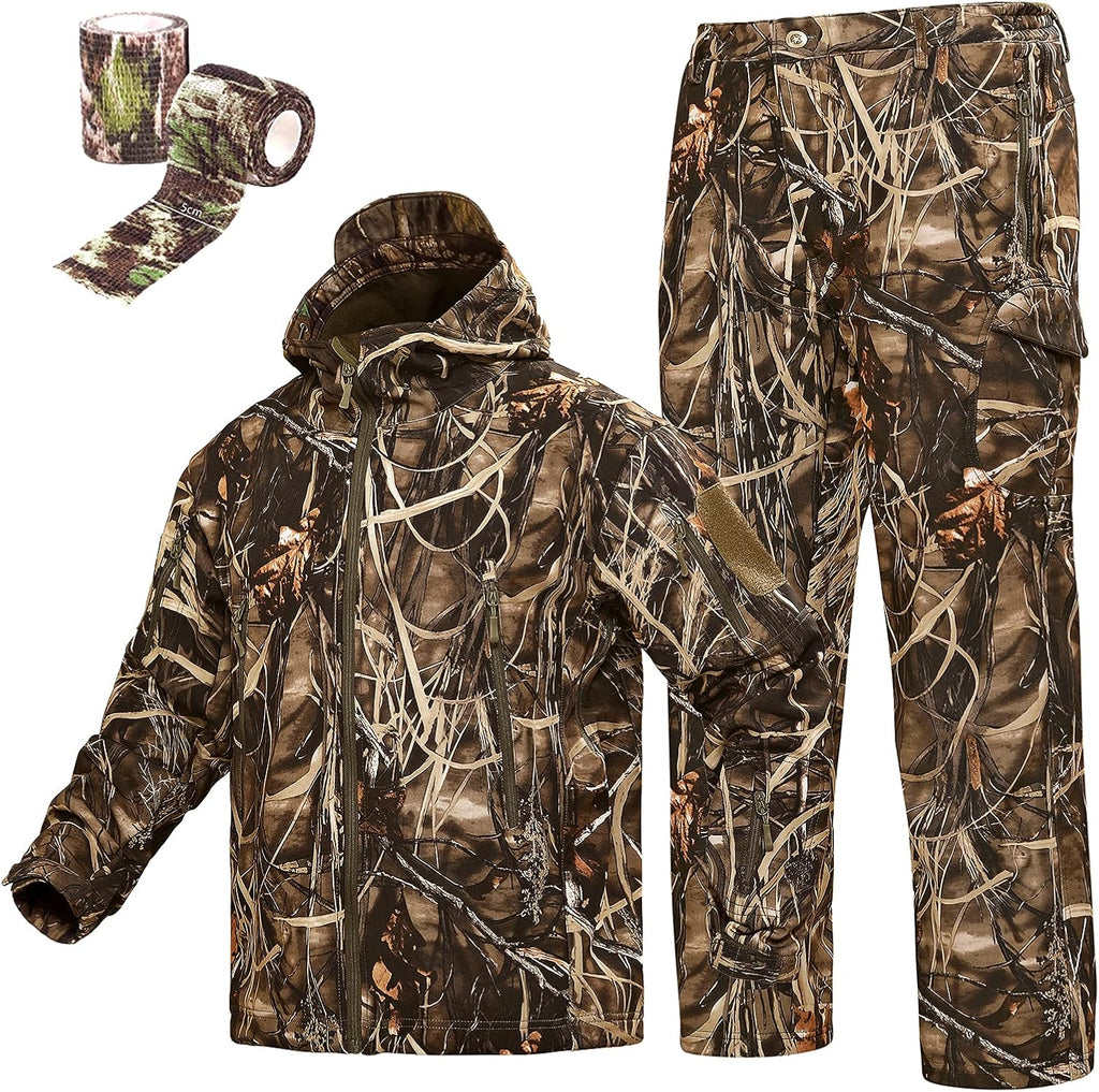 Camouflage Hunting Hoodie Jacket and Pants Windproof Coat K529