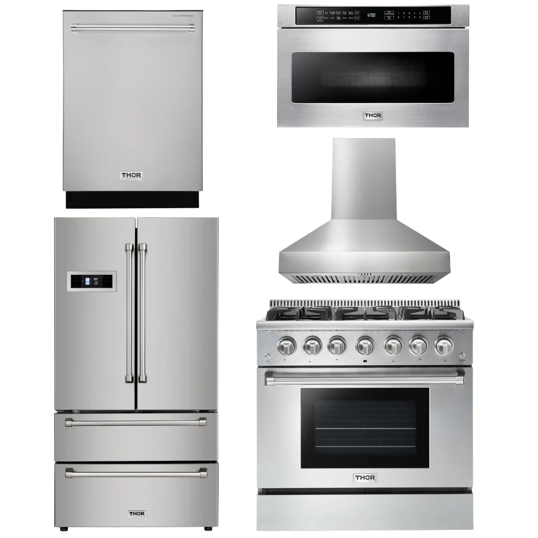 36 Gas Range, Range Hood, Microwave, Refrigerator, Dishwasher G569751