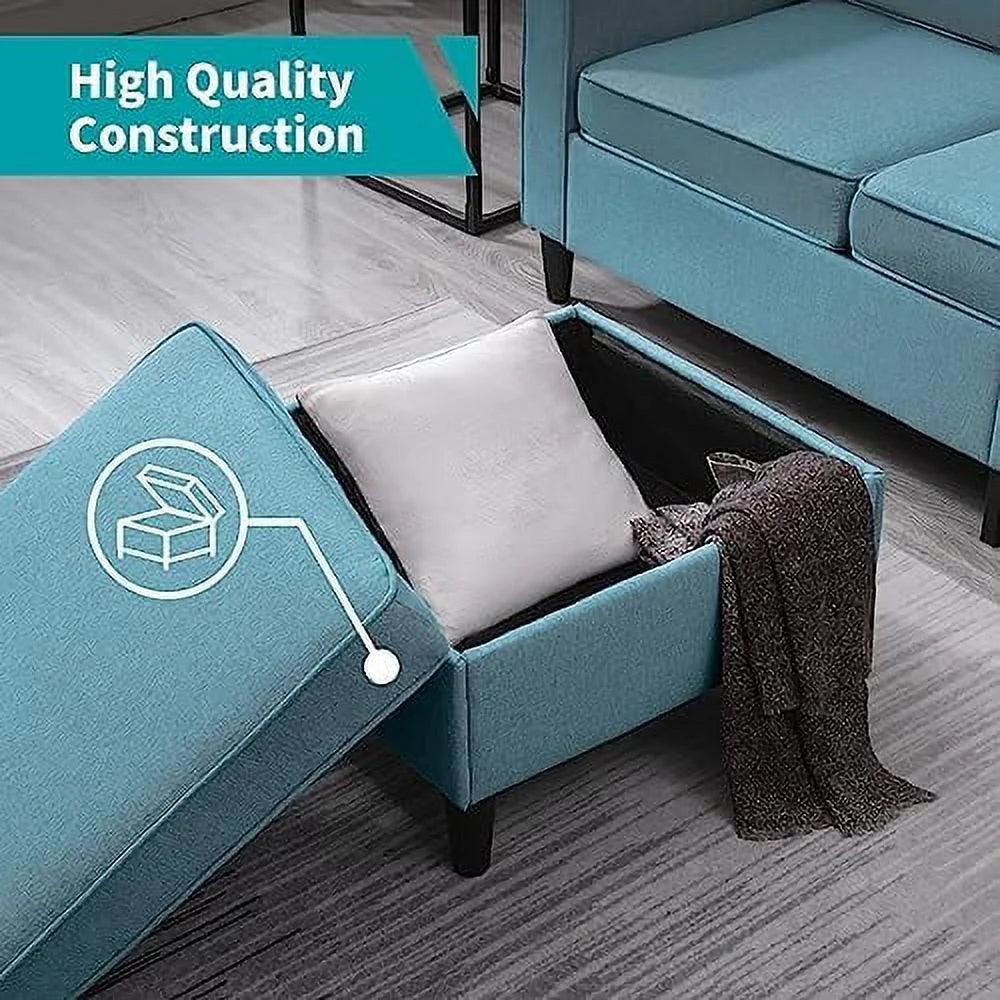 Convertible Sectional Sofa L Shaped Couch with Reversible Ottoman H415