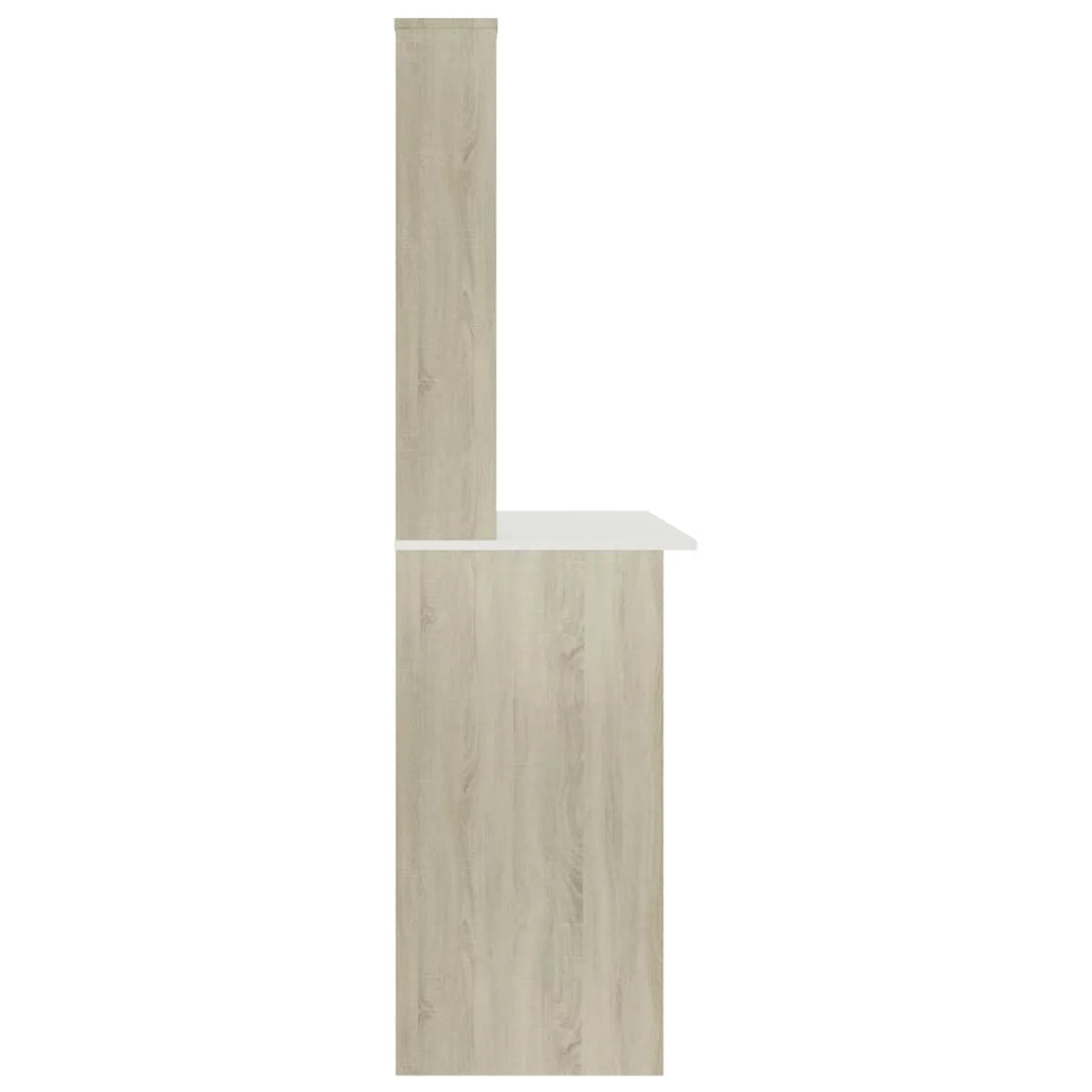 White and Sonoma Oak Engineered Wood Desk with Shelves I899