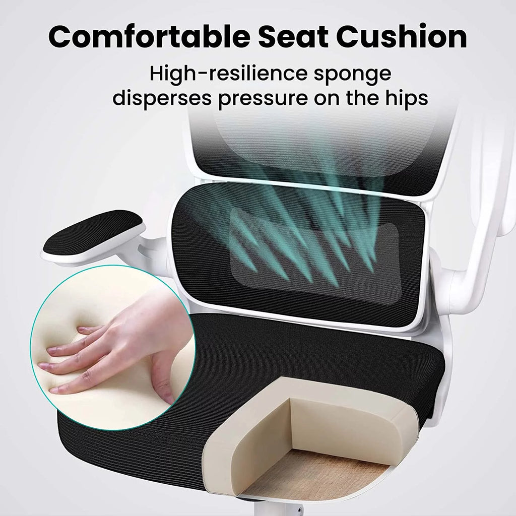 White Ergonomic Office Chair with Lumbar Support Q251127