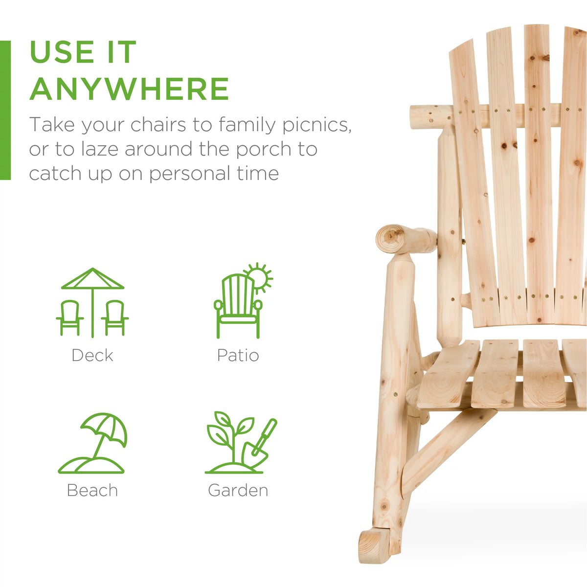 Wooden Rocking Chair Natural Finish H140677