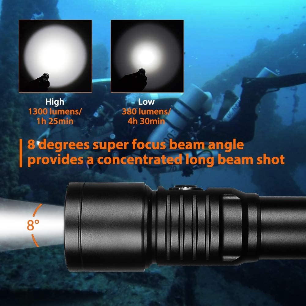 1300 Lumens 8 Degrees Scuba Dive Light P234509