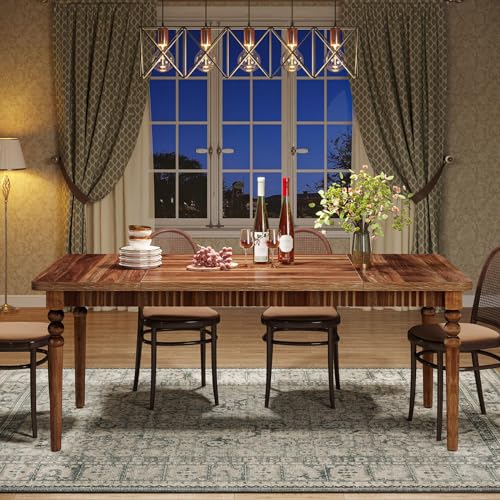 Oak Rectangular Dining Table with Wood Turned Legs, 63-Inch G720