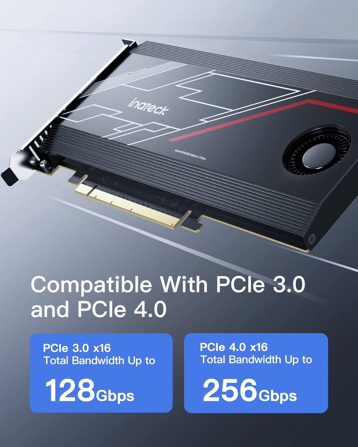 PCIe x16 to M.2 Card with Cooling Fan H52868