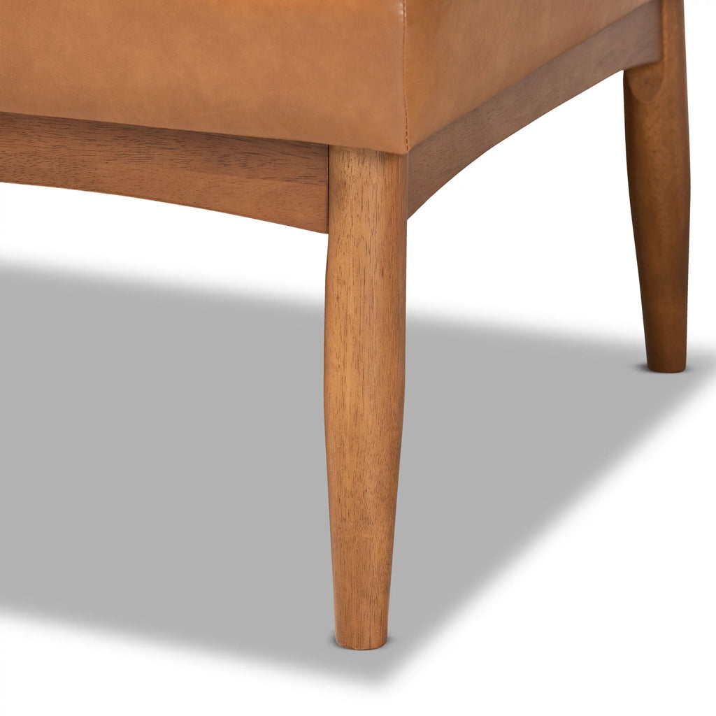 Tan Faux Leather Upholstered Wood Dining Corner Sofa Bench F760782