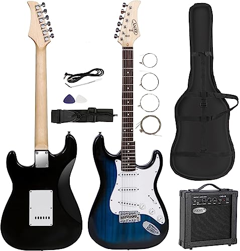 39" Full Size Electric Guitar with Amp Case and Accessories Pack Blue C989