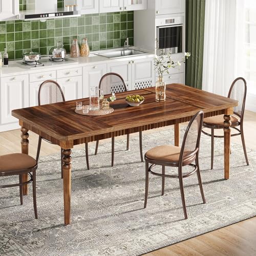 Oak Rectangular Dining Table with Wood Turned Legs, 63-Inch G720