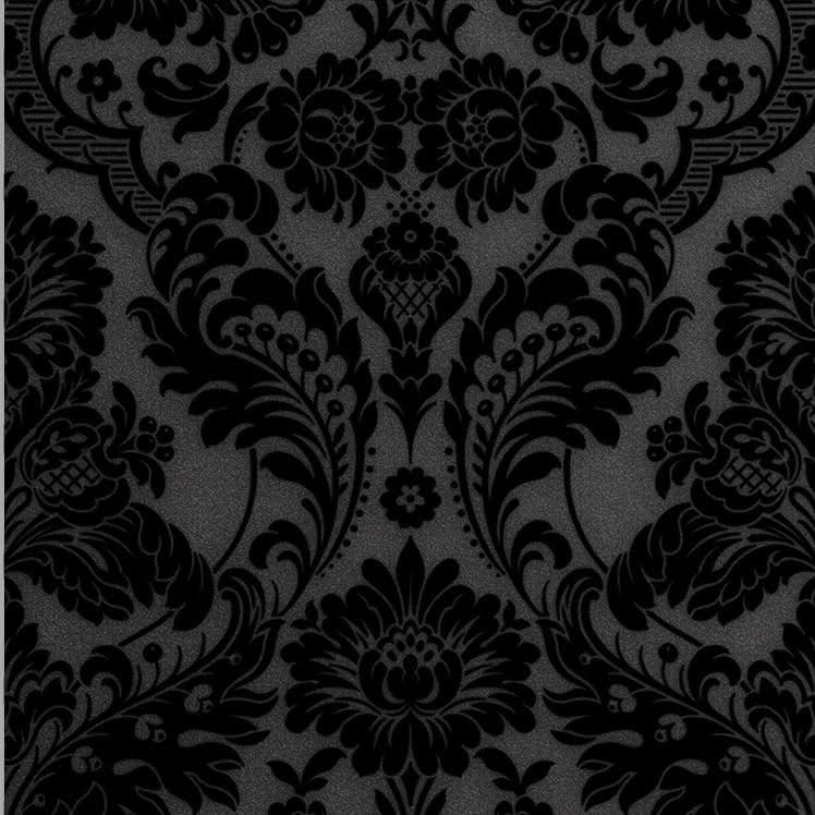 Cobalt Damask Flock Wallpaper C37264