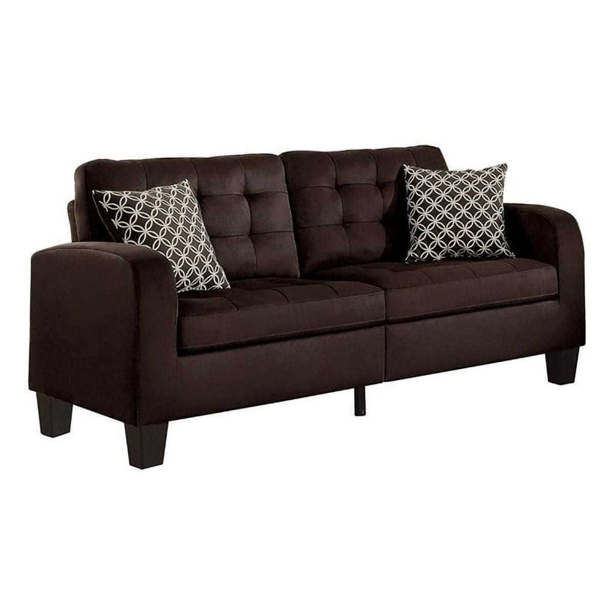 Chocolate Fabric Sofa with 2 Pillows M530