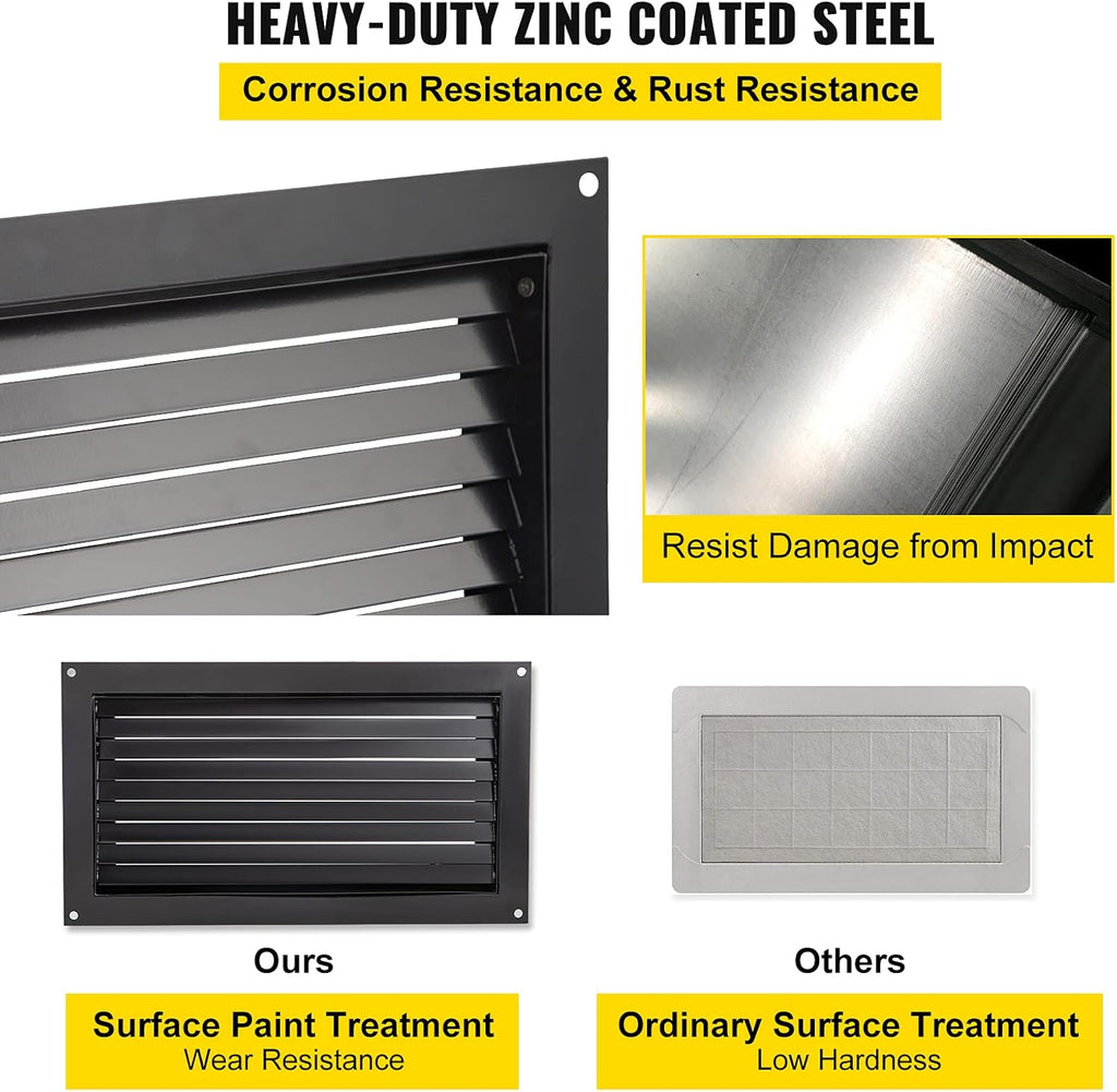 Black 8" x 16" Wall Mounted Flood Vent Q321075